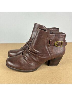 Baretraps Reliance Faux Leather Slouch Ankle Booties Womens 9.5 Brown Side Zip
